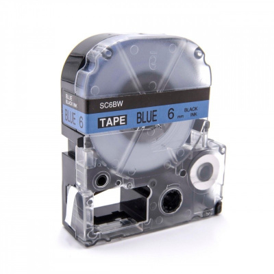 Epson LK-2LBP, SC6BW, 6mm x 9m, black text / blue tape, compatible tape