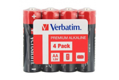Baterie alkalická, AA-LR6 Mignon, AA, 1.5V, Verbatim, fólie, 4-pack, 49501