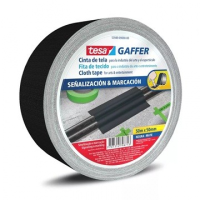 Tesa 53949 Matt Gaffer Tape, black matt textile tape, 50 mm x 50m