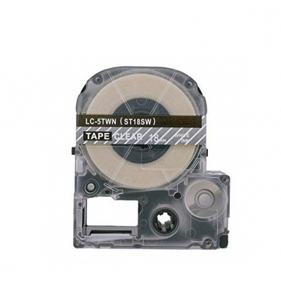 Epson LC-4TWN, ST18SW, 18mm x 8m, white text / clear tape, compatible tape