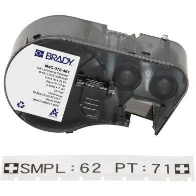 Brady M4C-375-461 / 170875, 9.53 mm x 7.62 m, Polyester, black text / white tape