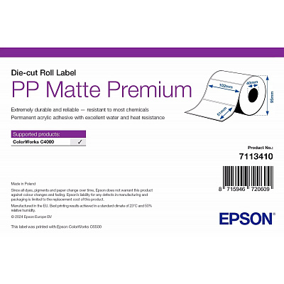 Epson 7113416 PP Matte Label Premium, for ColorWorks, 203 x 152 mm, 1000 white self-adhesive labels