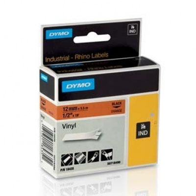 Dymo Rhino 18435, S0718490, 12mm x 5,5m black text / orange, original tape