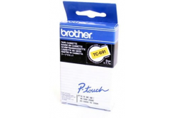 Brother TC-691, 9mm x 7,7m, black text / yellow tape, original tape