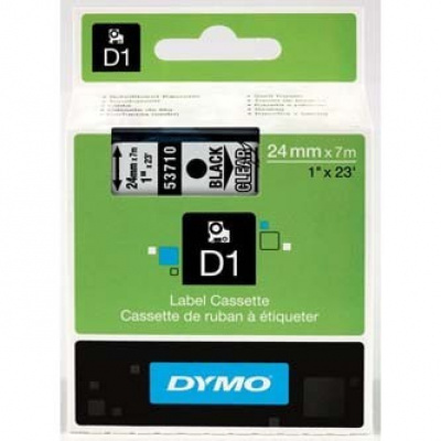 Dymo D1 53710, S0720920, 24mm x 7m black text / clear tape, original tape