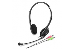 Genius HS-200C, headphones with microphone, black, 2x 3.5 mm jack