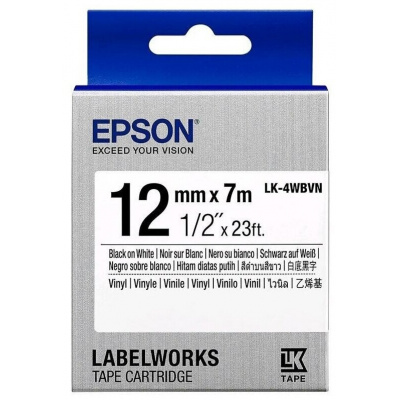 Epson LabelWorks LK-4WBVN C53S654041 12mm x 7m, black text / white tape, vinyl, original tape