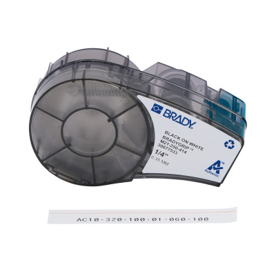 Brady M21-250-414 / 151514, 6.35 mm x 3.048 m, Polyester, black text / white tape