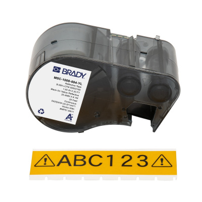 Brady M5C-1000-584-YL / 170936, 25.40 mm x 6.10 m, Plastic, black text / yellow tape