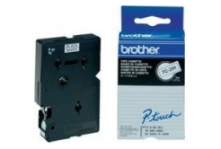 Brother TC-291, 9mm x 7,7m, black text / white tape, original tape