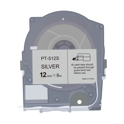 Max LM-512S, 12mm x 8m, silver compatible tape
