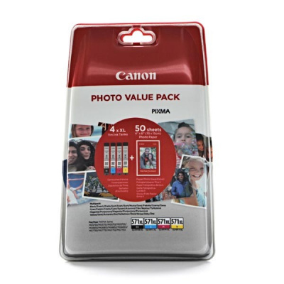 Canon CLI-571XL 0332C005 Bk+C+M+Y multipack original ink cartridge + photo paper 50x (10x15)