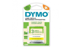 Dymo 91241, S0721800, 12mm x 4m, black text/white, yelllow, silver tape, 3pcs, original tape