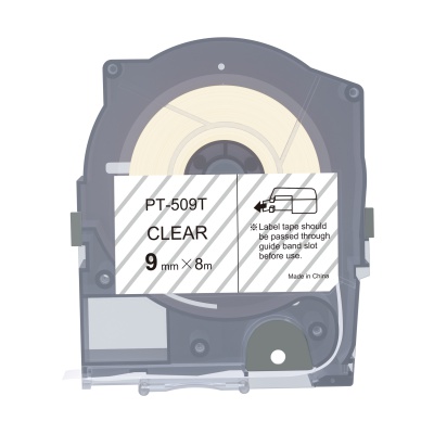 Max LM-509T, 9mm x 8m, transparent compatible tape