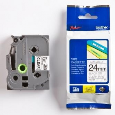Brother TZ-151 / TZe-151, 24mm x 8m, black text / clear tape, original tape