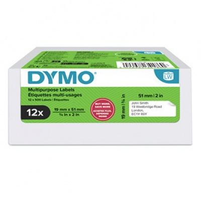 Dymo 2234186, 51mm x 19mm, multifunctional, removable, white, original paper labels, 12 x 500 pcs
