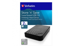 Verbatim externí pevný disk, Store N Save, 3.5", USB 3.0 (3.2 Gen 1), 2TB, 47683, černý