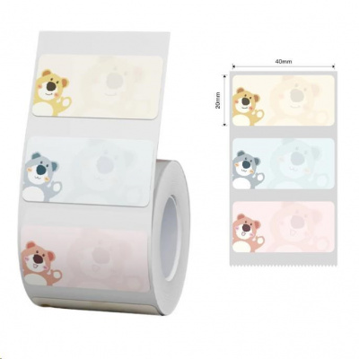 Niimbot A2A78838501, 40x20mm, 320pcs, Teddy bears, colorful self-adhesive labels