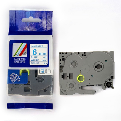 Compatible tape Brother TZ-213 / TZe-213, 6mm x 8m, blue text / white tape
