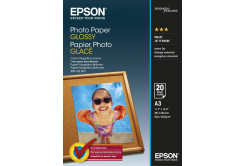 Epson Glossy Photo Paper, foto papír, lesklý, bílý, Stylus Color, Photo, Pro, A3, 200 g/m2, 20 ks, C13S042536, inkoustový