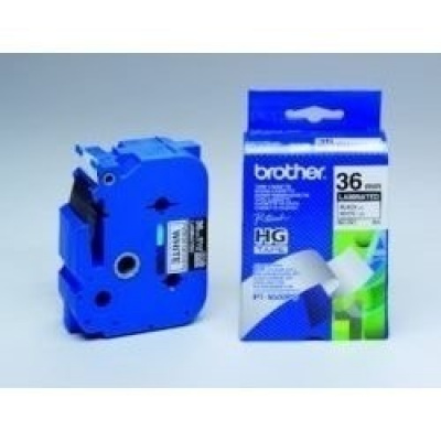 Brother HGE-261, 36mm x 8m, 5pcs, black text/white tape,original tape