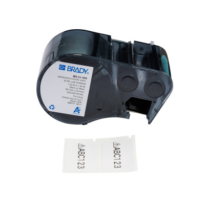 Brady M5-31-595 / 176807, 38.10 mm, Vinyl, black text / white tape