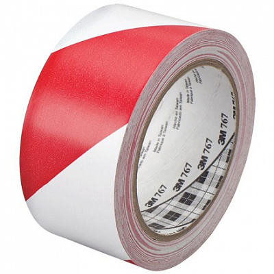 3M 767 PVC tape white-red, 50 mm x 33 m