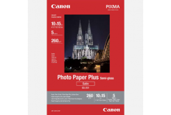 Canon Photo Paper Plus Semi-Glossy, foto papír, pololesklý, saténový, bílý, 10x15cm, 4x6&quot;, 260 g/m2, 5 pcs 1686B072, inkoustový