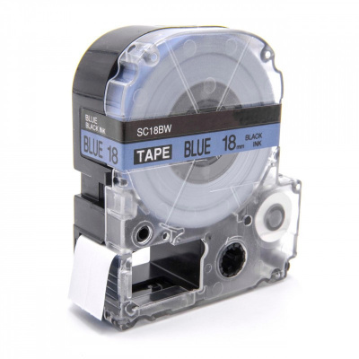 Epson LC-SC18BW, 18mm x 8m, black text / blue tape, compatible tape