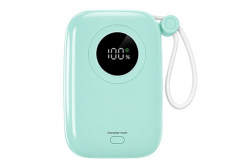 Powerton ENERGY PASTEL EDITION Power Bank 10000mAh, 2x USB-C, 22.5W, integrated cables, mint