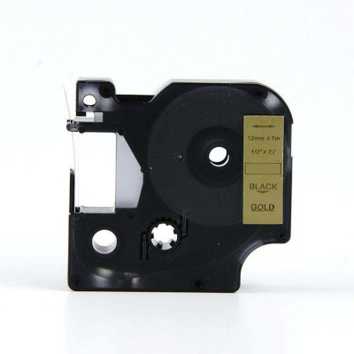Dymo 45023, S0720630, 12mm x 7m black / gold, compatible tape