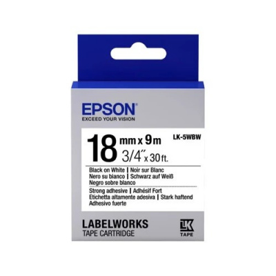 Epson LabelWorks LK-5WBW C53S655012 18mm x 9m, black text / white tape, strong adhesive, original tape