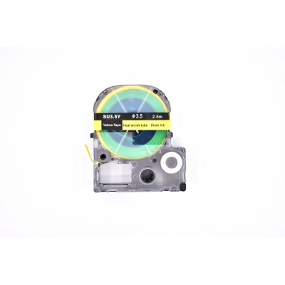 Epson LK-4YBA3 / SU35Y, 3mm x 2.5m, black print / yellow background, shrink tube compatible tape