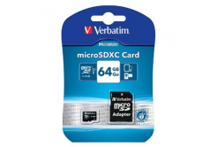 Verbatim 44084 Micro Secure Digital Card Premium, memory card, micro SDXC, 64GB, UHS-I U1 (Class 10), with adapter
