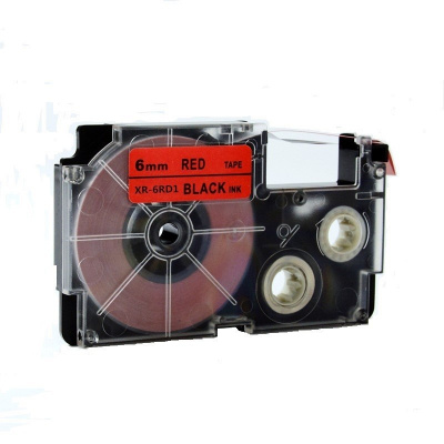 Casio XR-6RD1, 6mm x 8m black / red, compatible tape