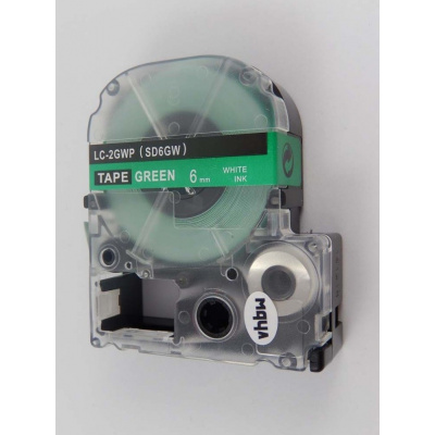 Epson LK-SD6GW, 6mm x 9m, white text / green tape, compatible tape