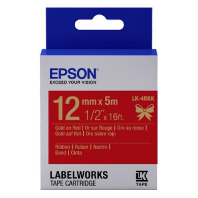 Epson LabelWorks LK-4RKK C53S654033 12mm x 5m, gold text / red tape, textile ribbon, original tape