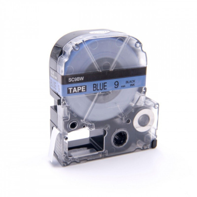 Epson LK-3LBP, SC9BW, 9mm x 9m, black text / blue tape, compatible tape