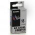 Casio XR-18SR1, 18mm x 8m, black text/silver tape, original tape