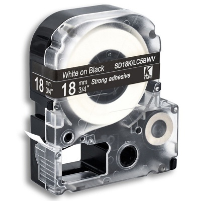 Epson LK-5BWV, SD18KW, C53S655014, 18mm x 9m, white text / black tape, compatible tape