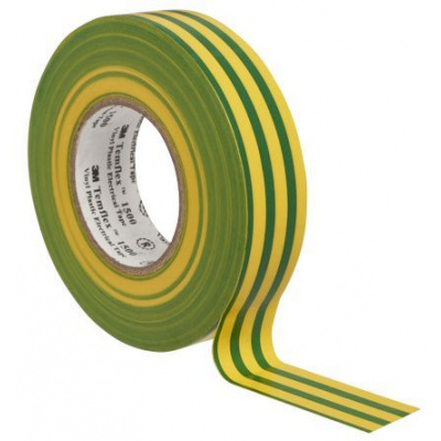 3M Temflex 1500 Electrical insulating tape, 19 mm x 20 m, green-yellow