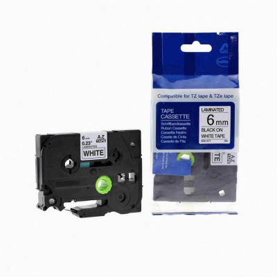 Compatible tape Brother TZ-211 / TZe-211, 6mm x 8m, black text / white tape