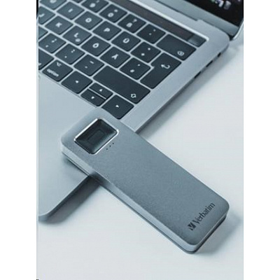 VERBATIM external SSD 1TB, Executive Fingerprint Secure SSD, USB 3.2 Gen 1/USB-C, (W:356 MB/s, R:344 MB/s), gray