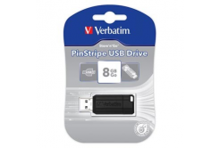 Verbatim 49062 Store N Go PinStripe, USB flash drive, USB A 2.0, 8GB, with pull-out connector, black