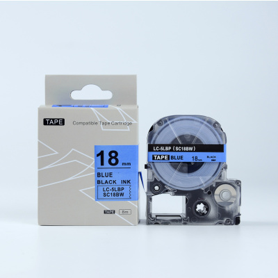 Epson LTS18BW, 18mm x 5m, blue text / white tape, compatible tape