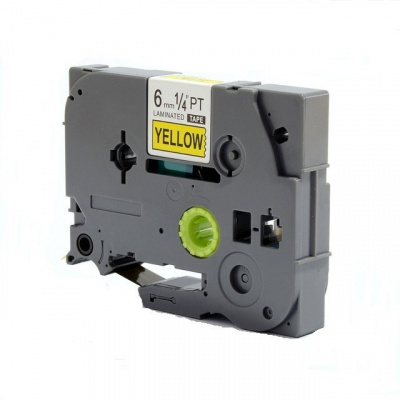 Compatible tape Brother TZ-S611/TZe-S611, 6mm x 8m,extr.adh. black text/yellow tape