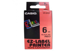 Casio XR-6RD1, 6mm x 8m, black text/red tape, original tape