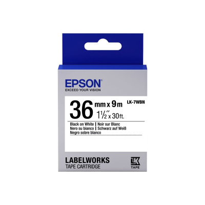 Epson LabelWorks LK-7WBN C53S657006 36mm x 9m, black text / white tape, original tape