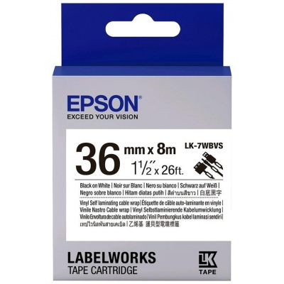Epson LabelWorks LK-7WBVS C53S657014 36mm x 8m, black text / white tape, self-laminating, original tape