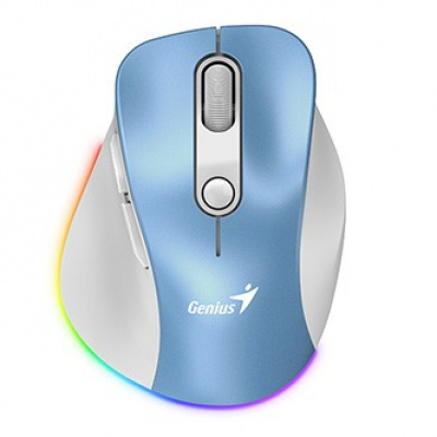 Mouse wireless, Genius Ergo 9000S Pro 31030039401, white-blue, optical, 2400DPI